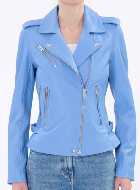 iro light blue leather jacket