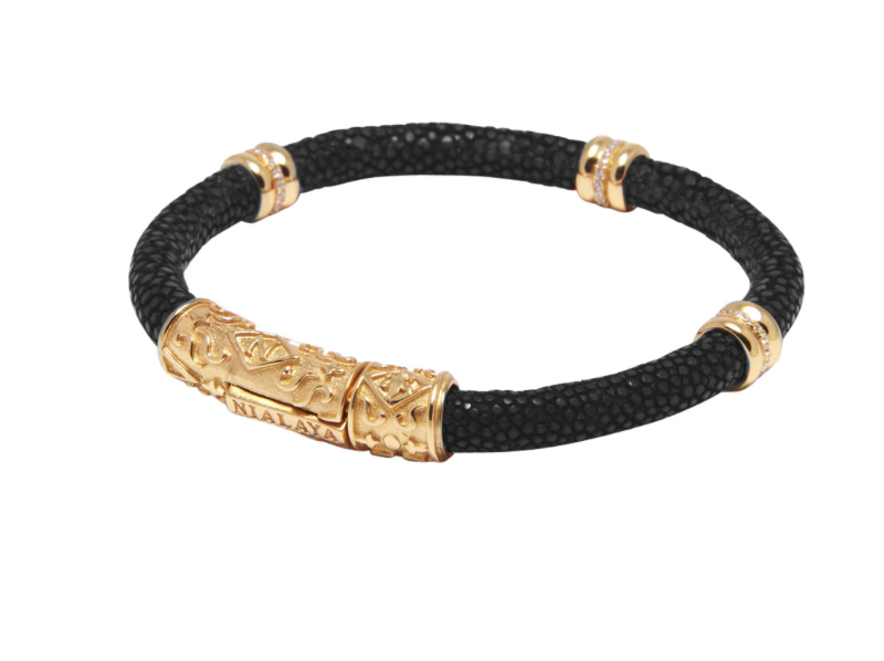 Nialaya mens stingray bracelet w/ gold accents